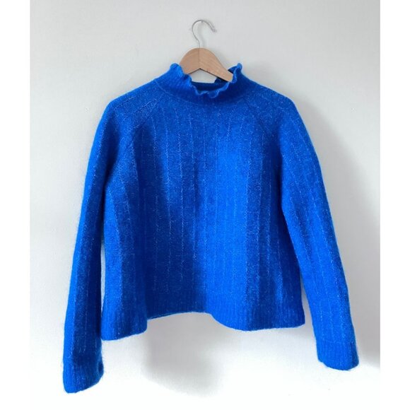 Sezane Loris Jumper Long Sleeve Wool Sweater Flash Blue Size Medium - Picture 3 of 8